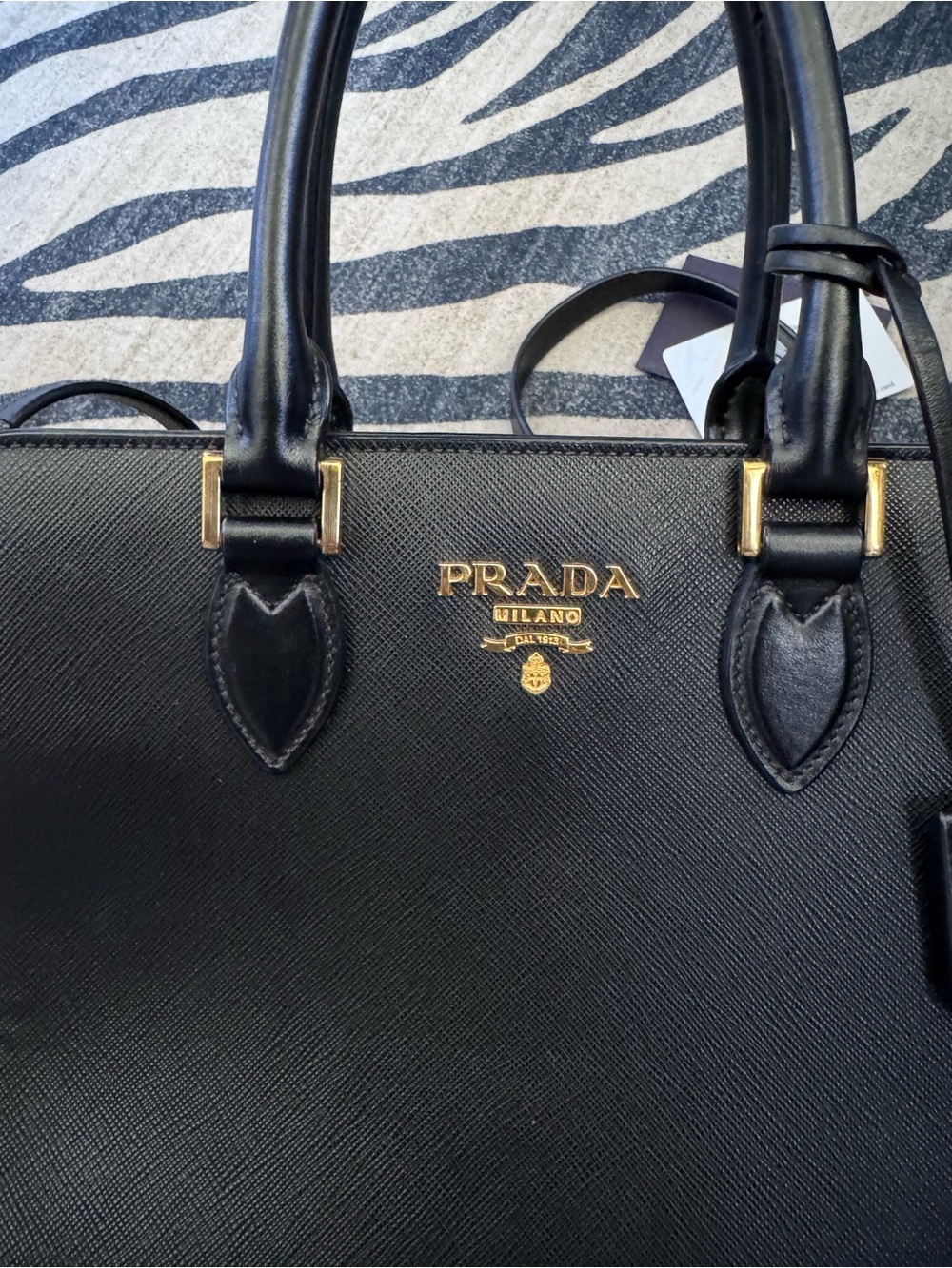 Authentic Prada Black Saffiano Leather Galleria Tote Bag w/ Strap & Card - Picture 4 of 8